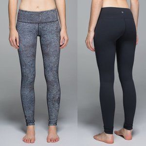 Lululemon Silver Beads Print Luon Low Rise Wunder Under Tights